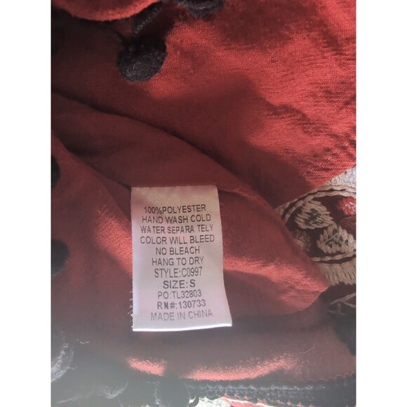 Altar'd State Red Mini Skirt Size Small Linen Blend Floral Bird Embroidered Boho - Picture 8 of 10